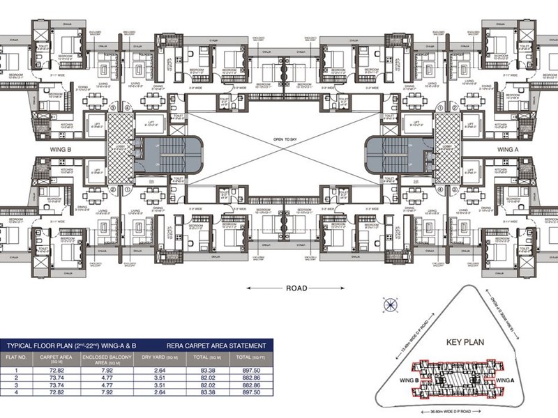 Evershine Crown Typical floor Plan Wing A-B 2nd-22nd