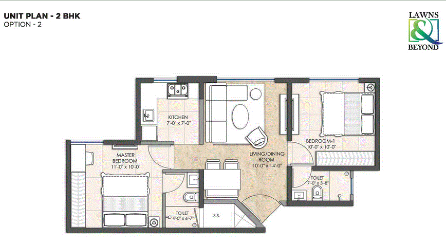 Omkar Sereno 2BHK Unit Plan Type-2