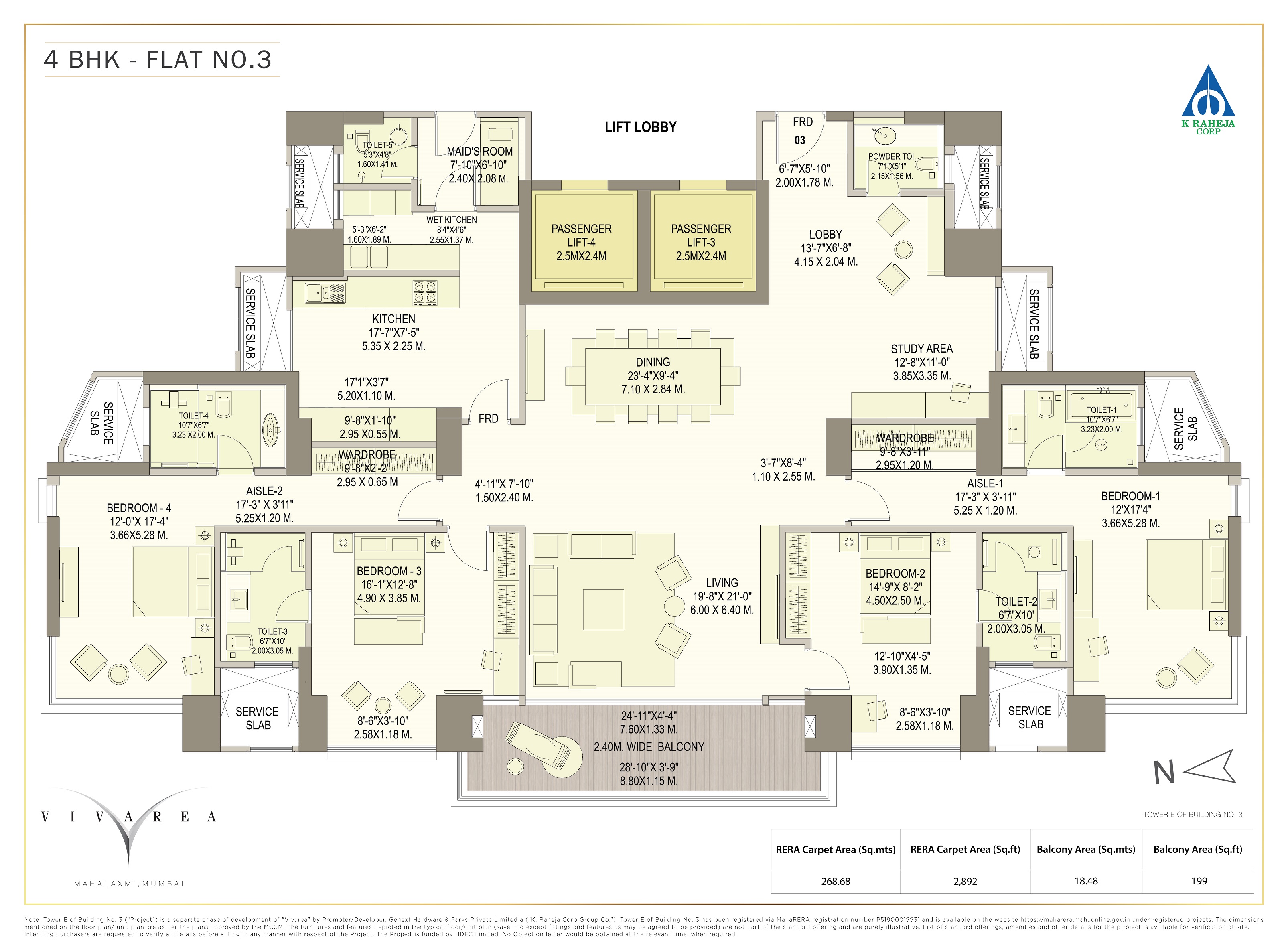 K Raheja Vivarea 4BHK