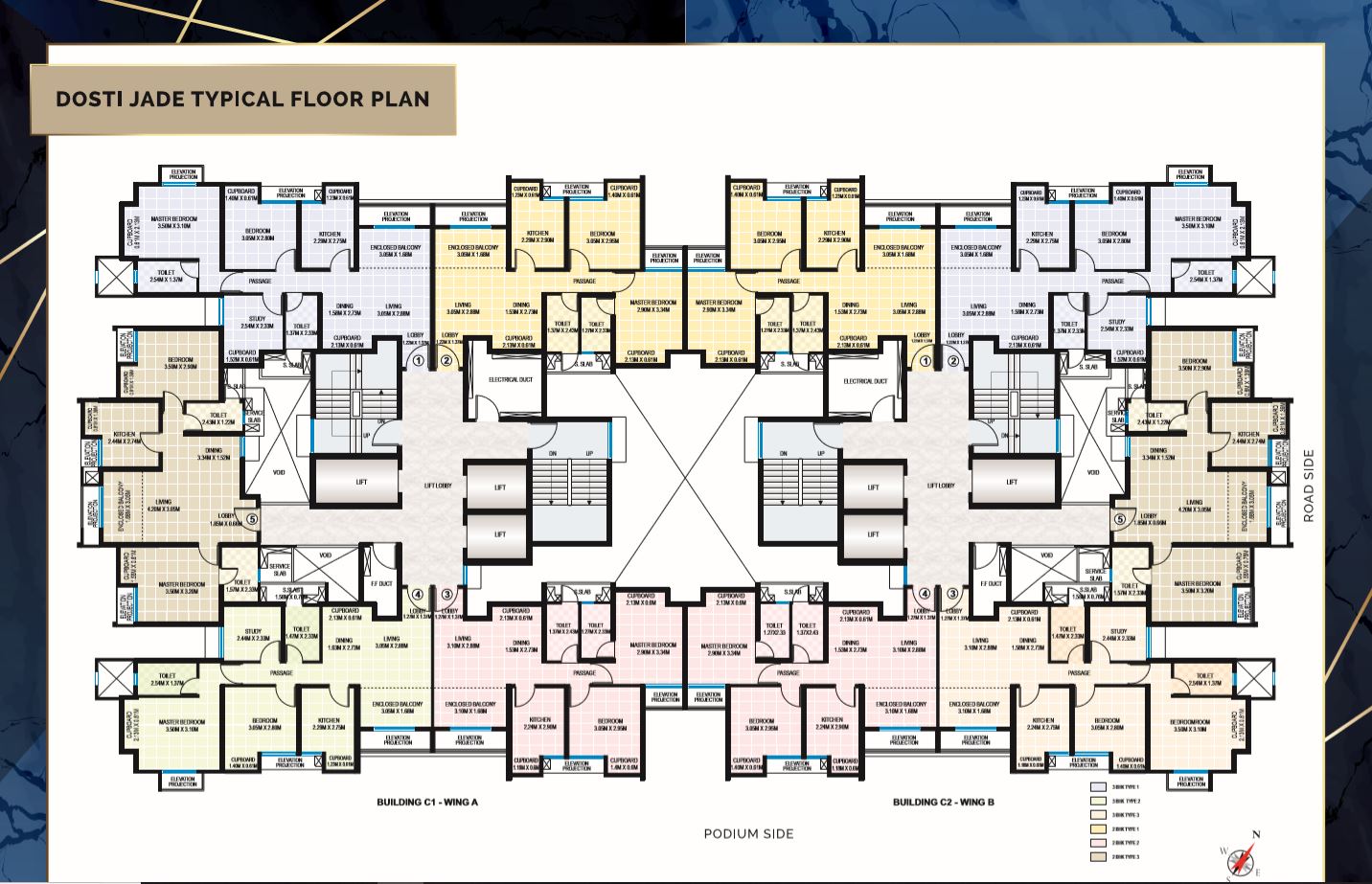 Dosti Jade Typical Floor Plan