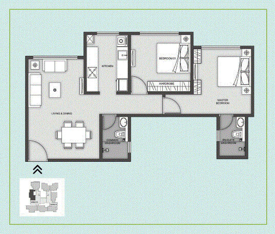 Aardhya EastWind 2BHK Grande Plan Type-1