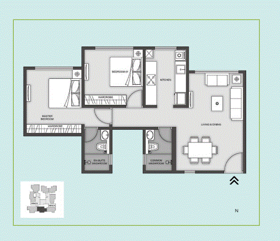 Aardhya EastWind 2BHK Grande Plan Type-2