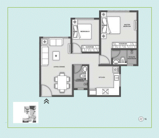Aardhya EastWind 2BHK Plan Type-2