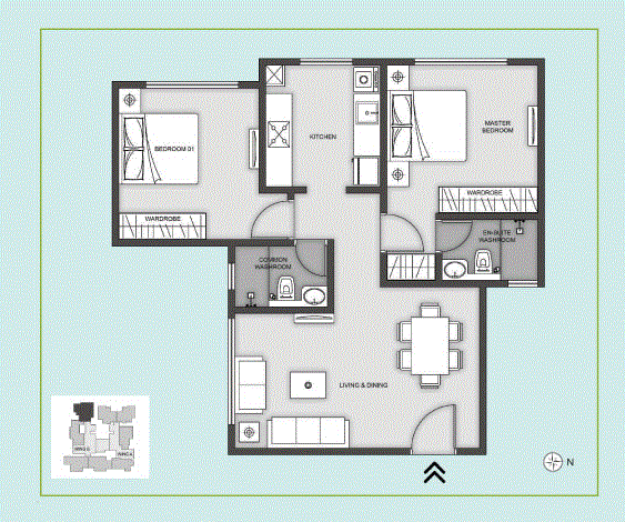 Aardhya EastWind 2BHK Supreme Plan Type-1