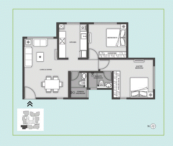 Aardhya EastWind 2BHK Supreme Plan Type-2