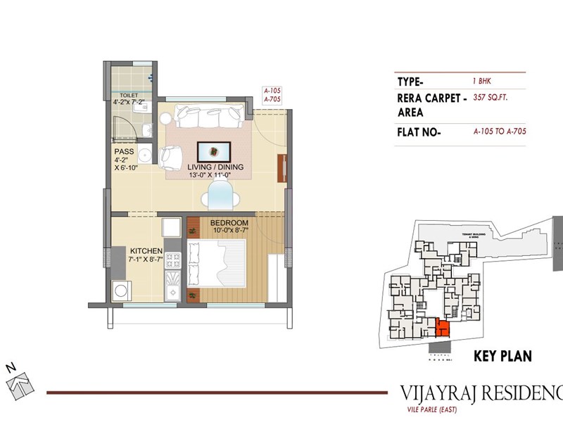 VijayRaj Residency 1BHK Plan