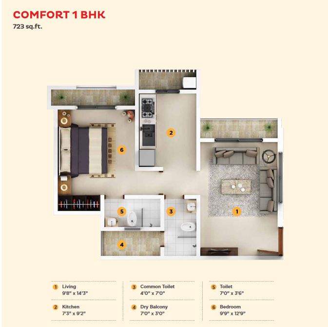 KIPL Morya Comfort 1BHK