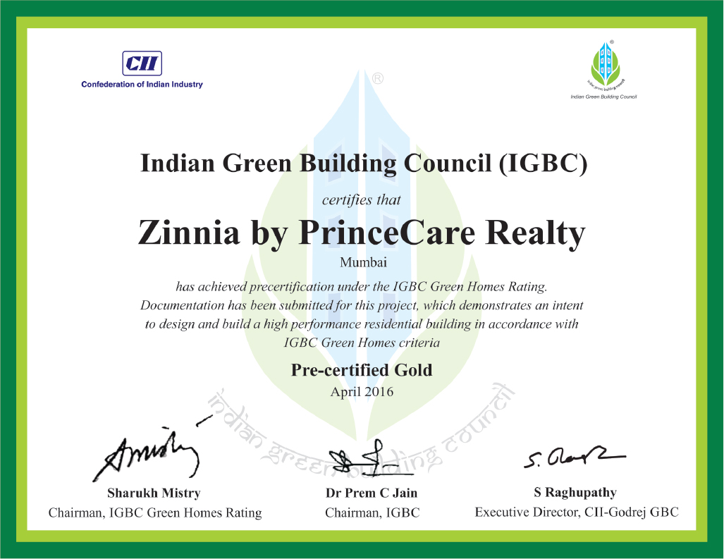 Zinnia certificate interior