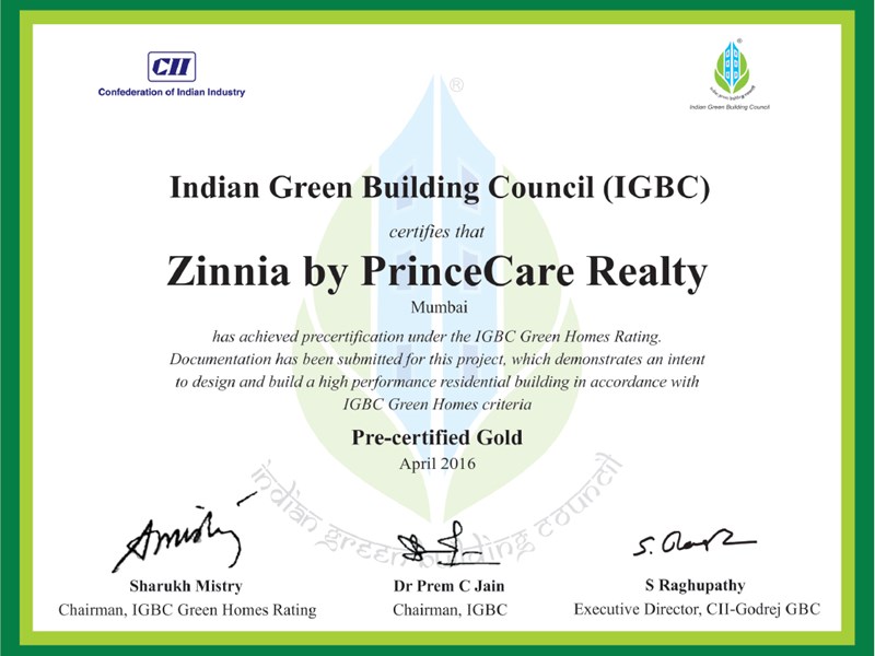 Zinnia certificate interior