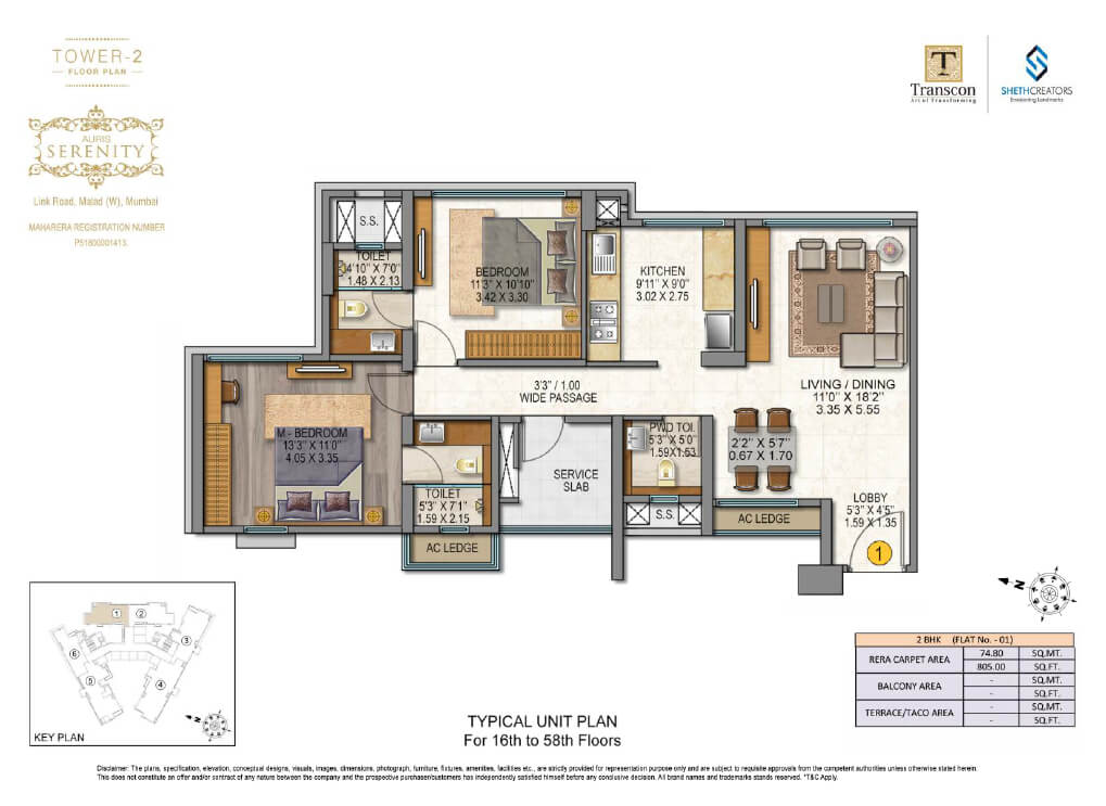 Sheth Auris Serenity 2 Flat No 01-2BHK