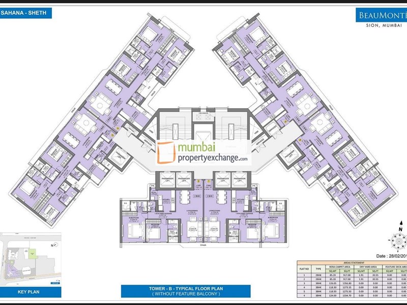 Sheth Beaumonte Typical Floor Plan without balcony Tower B