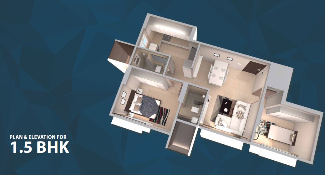 Poddar Sphara Diamond 1.5 BHK floorplan