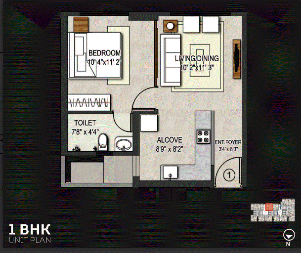 26078 Oth Omkar Vive 1BHK Plan - Omkar Vive, Bandra Kurla Complex