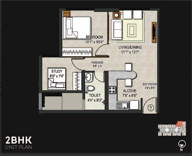 26078 Oth Omkar Vive 2BHK Plan - Omkar Vive, Bandra Kurla Complex