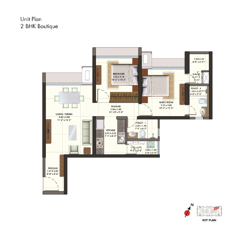 Omkar Ananta 2BHK Boutique Plan-1