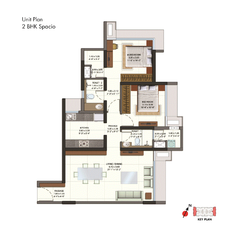 Omkar Ananta 2BHK Spacio plan
