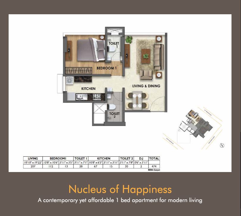 Laxmi Niwas 1BHK Plan