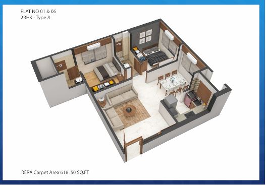 Codename Sara 2BHK Unit 01-06 Plan