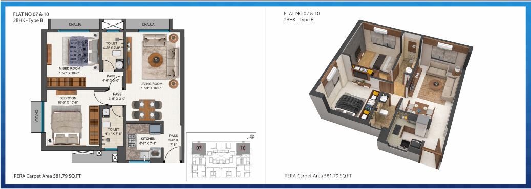 Codename Sara 2BHK Unit 07-10 Plan
