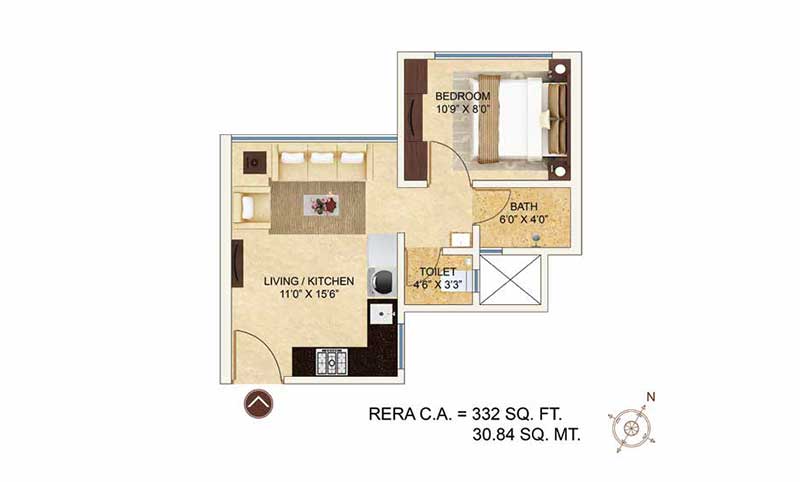 Aaradhya Nine 1BHK Plan