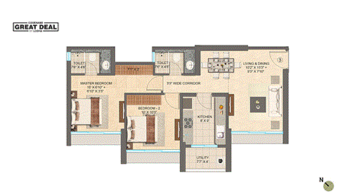27198 Oth Lodha Vista 2BHK Standard Type 1 - Lodha Vista, Lower Parel