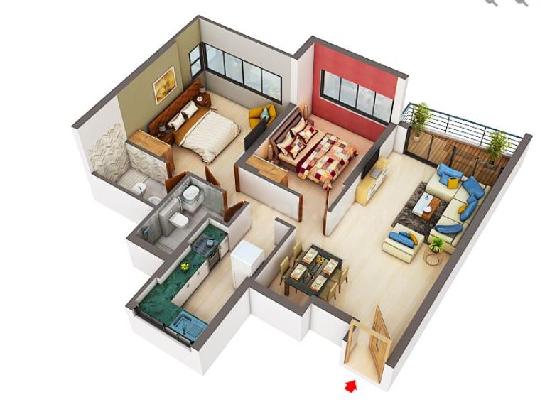 Siddhivinayak 2BHK Plan Type 3