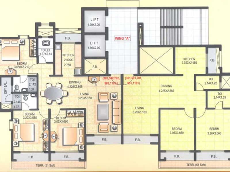 Typical Even Floor Plan (3rd - 11th)