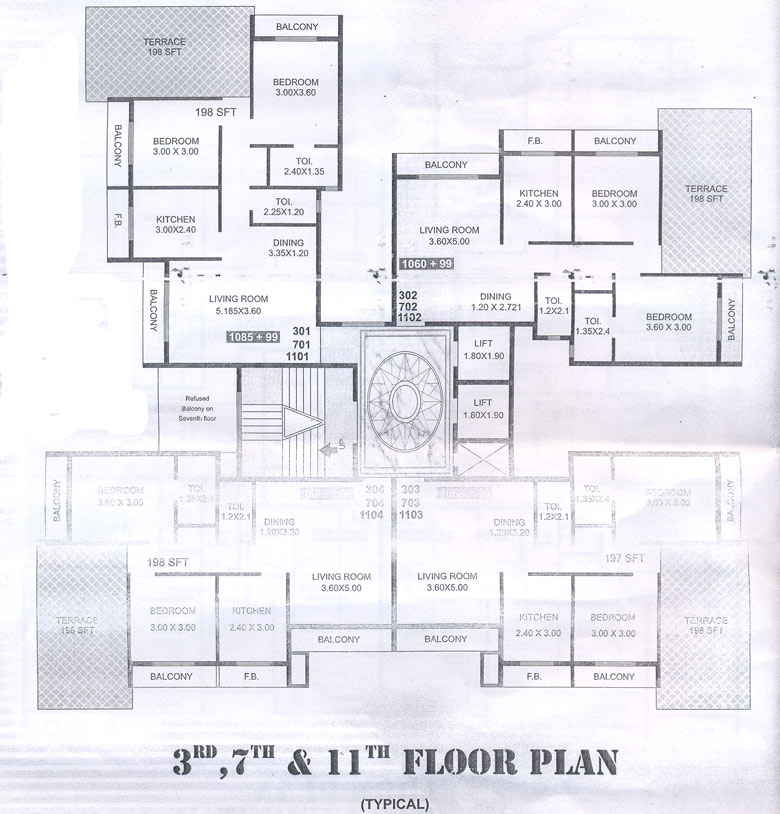 3rd,7th and 11th Floor Plan