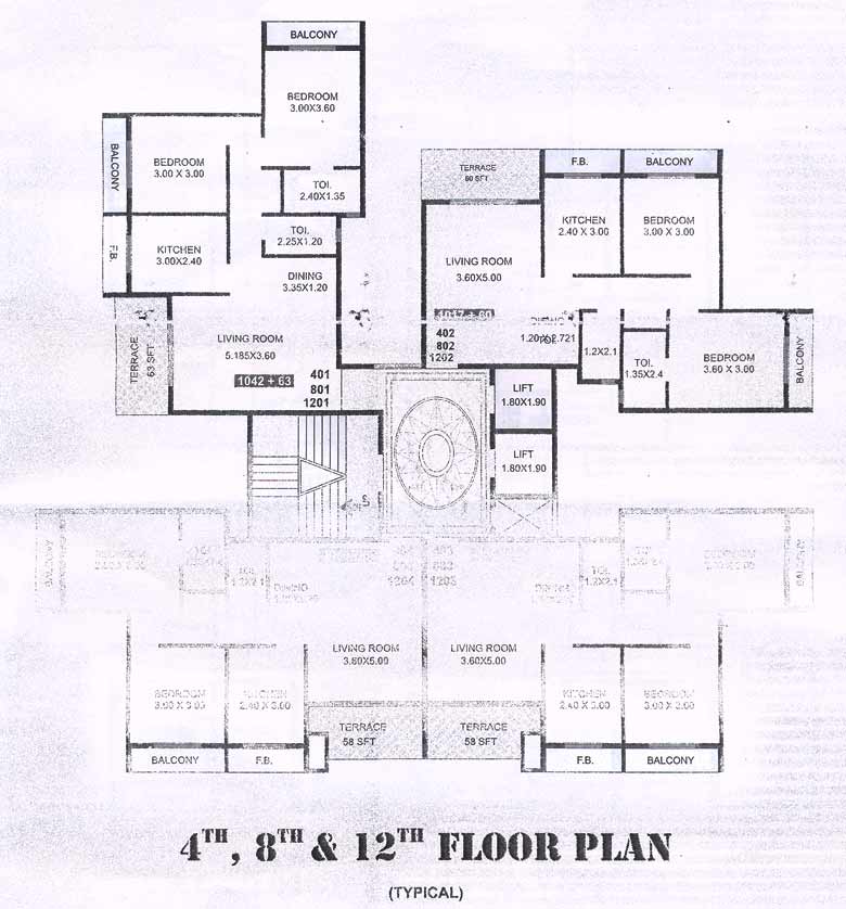 4th,8th and 12th Floor Plan