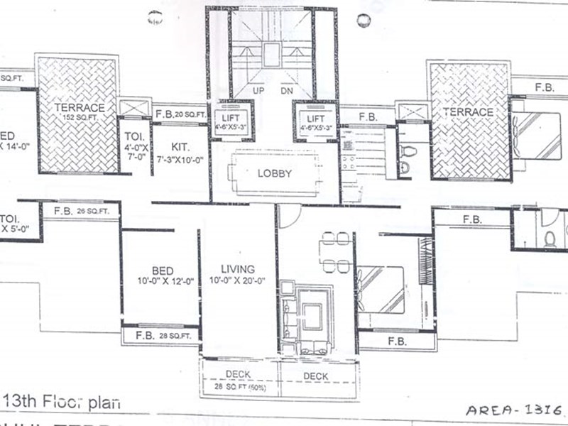 5th, 9th and 13 Floor Plan