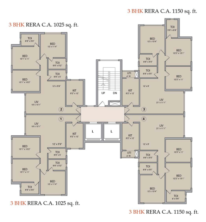 3BHK Floor Plan