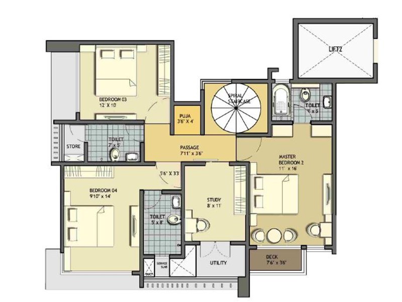 Duplex Garden Residence (Upper Floor Plan)