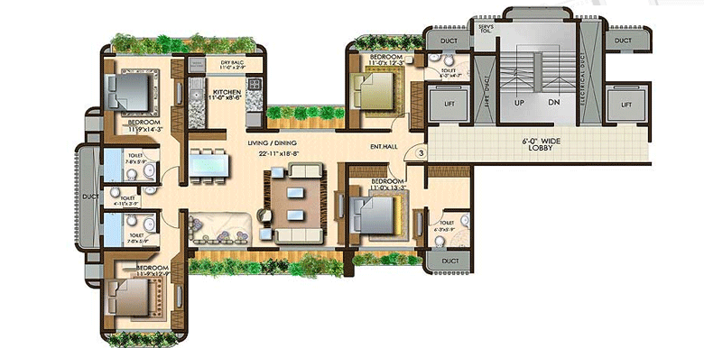 Floor Plan Bhk Flat Near Me Bedroom House Plan ID 15607 By