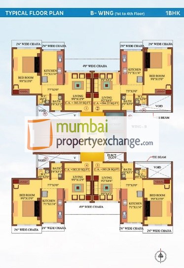 B Wing-1st - 4th floor plan