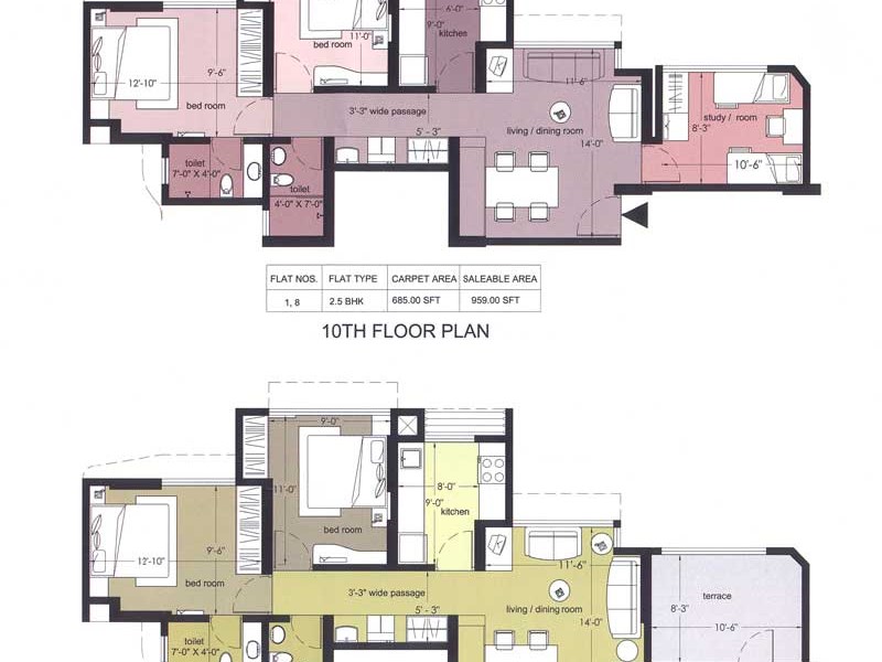 10th and 11th Floor Plan