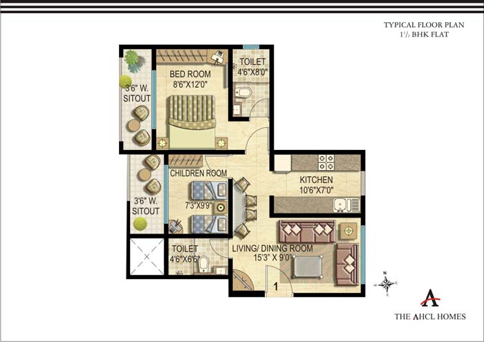 Flr.Plan 1bhk