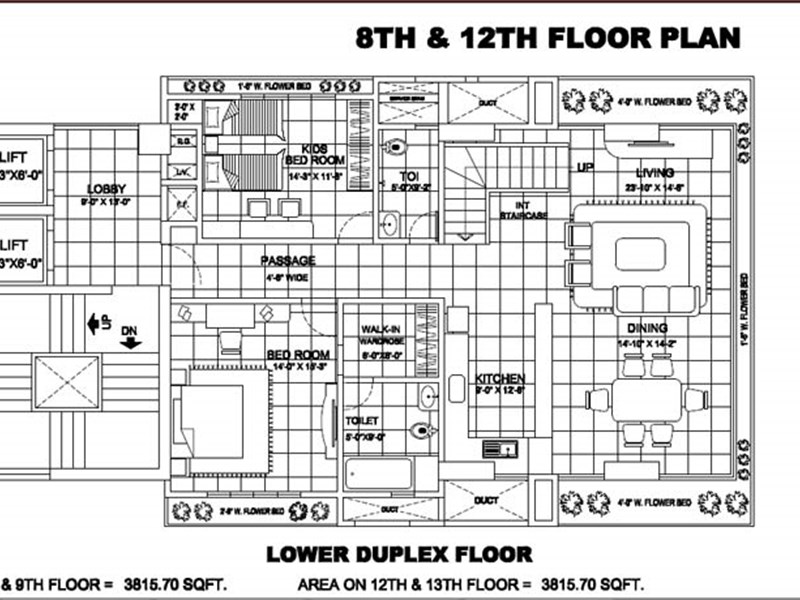 8th and 12th Floor Plan