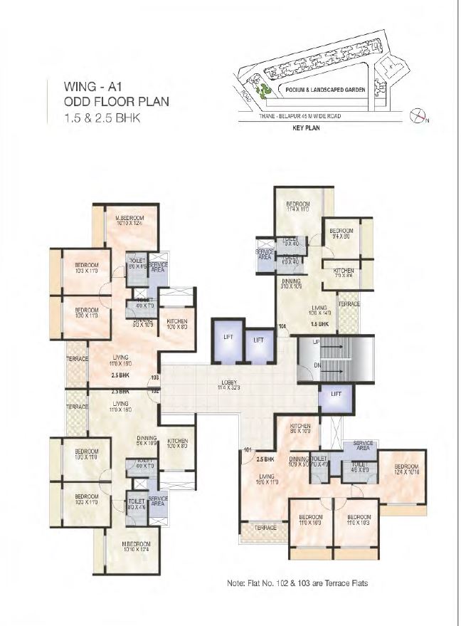 Green World Wing A1 Odd  Typical floor Plan