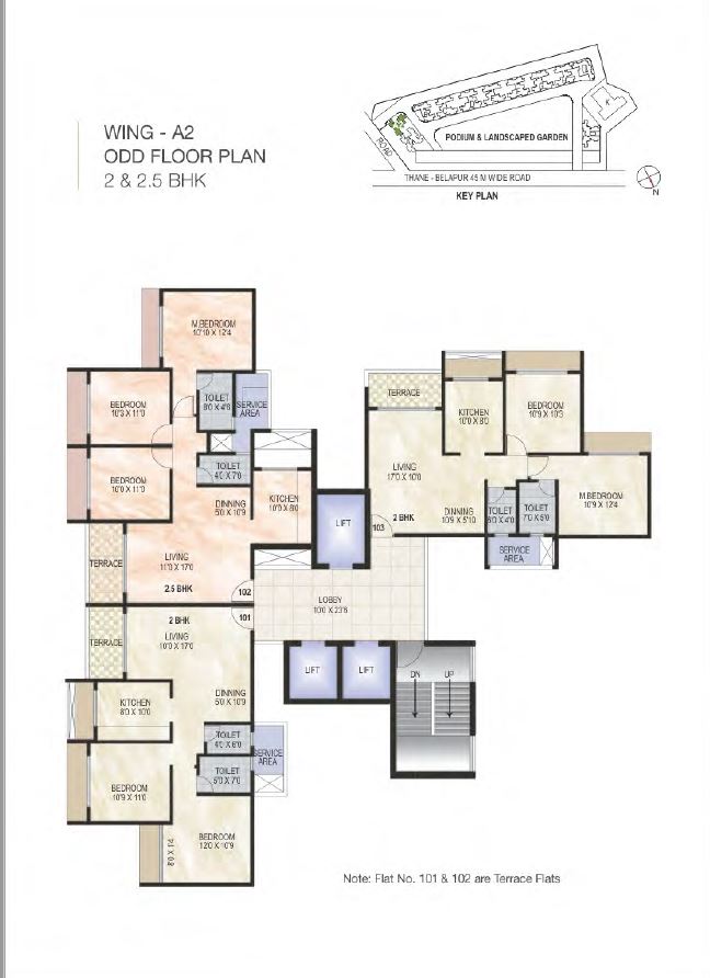 Green World Wing A2 Odd Typical floor Plan