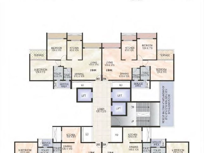 Green World Wing D-F Even Typical floor Plan