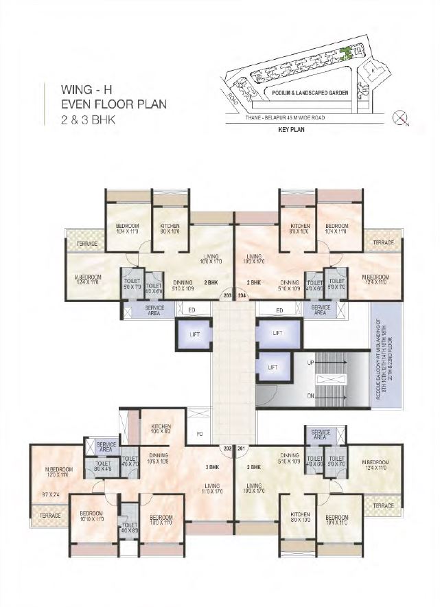 Green World Wing H Even Typical floor Plan
