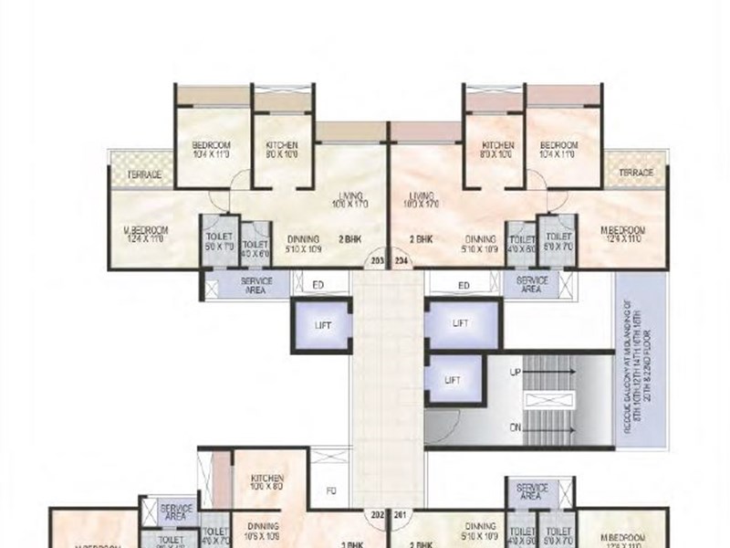 Green World Wing H Even Typical floor Plan