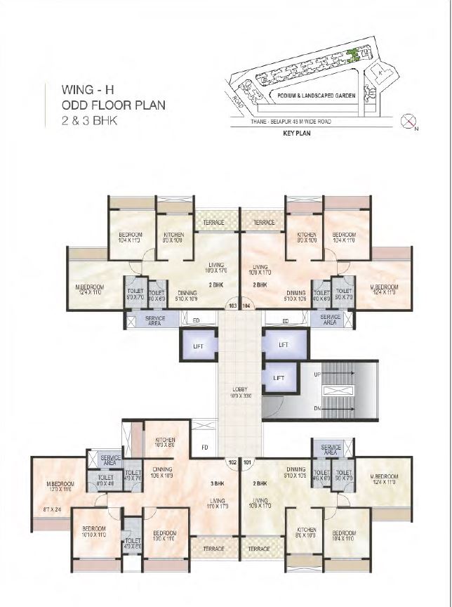 Green World Wing H Odd Typical floor Plan