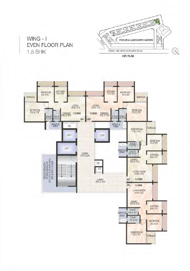 Green World Wing I Even Typical floor Plan