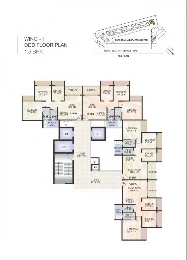 Green World Wing I Odd Typical floor Plan