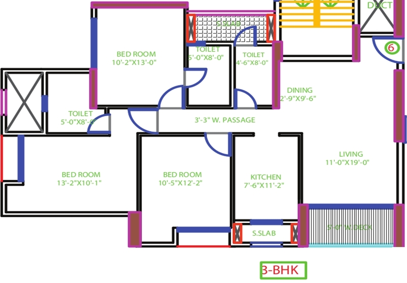 floor plan 3 BHK