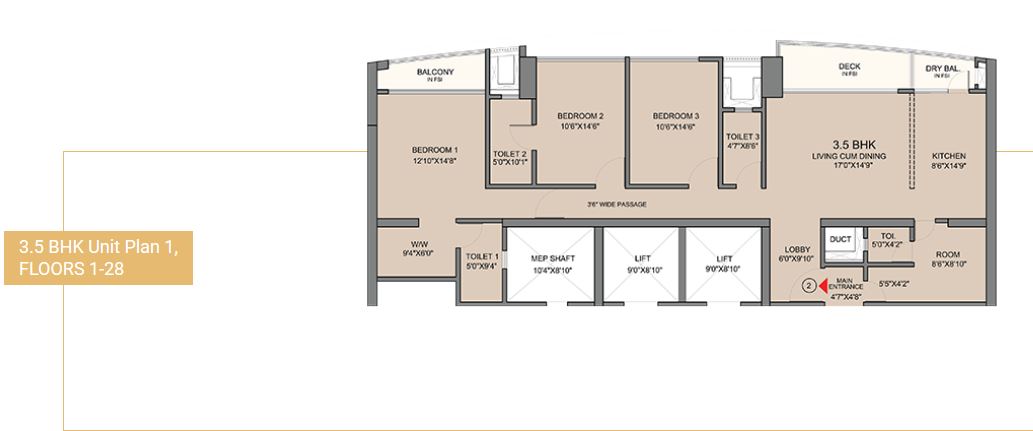 SIgnia High 3.5BHK Unit 1 Plan