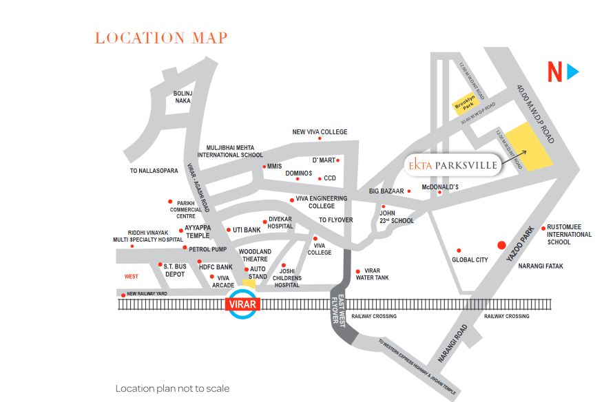 Ekta Parks Ville Location Map