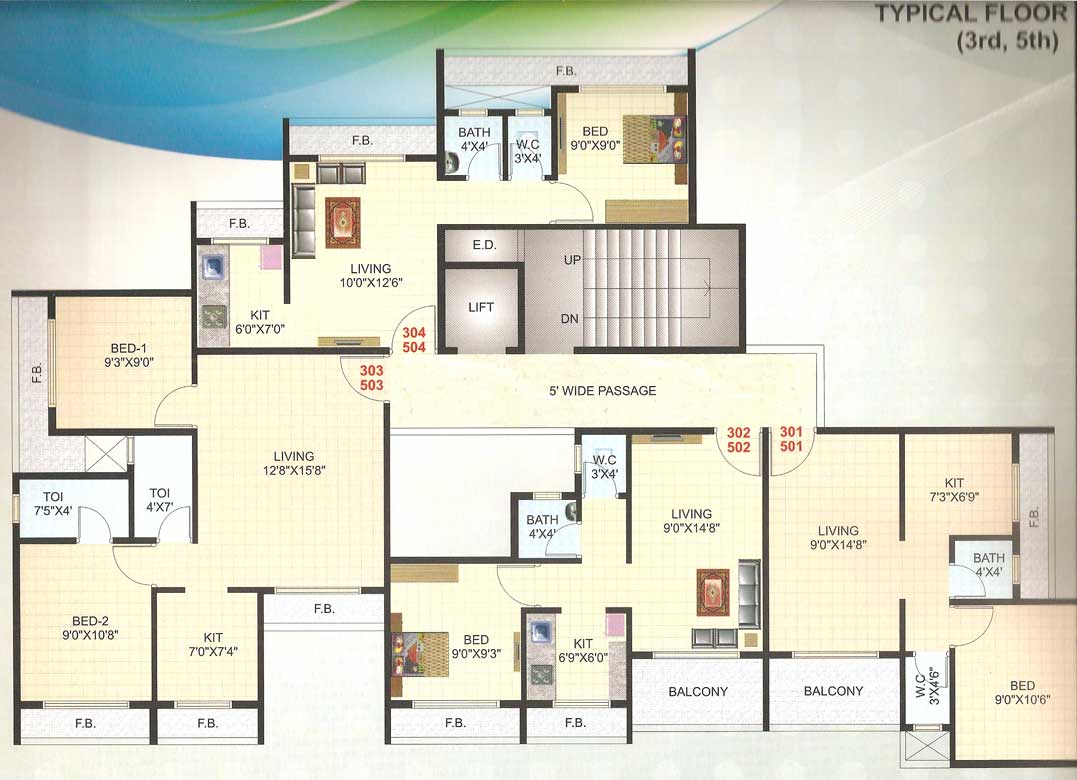 3rd and 5th Floor Plan