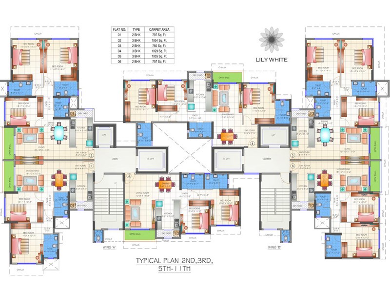 Lily White LTypical Floor Plan